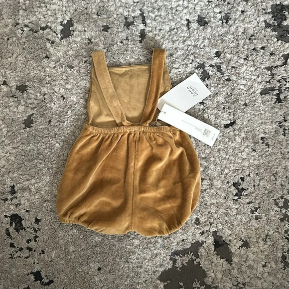 ZARA Baby | Mustard | COTTON VELOUR PLAYSUIT - Picture 6 of 7